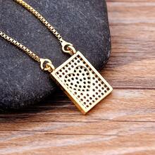 Rectangular Shape Heart Pattern Crystal Zirconia Pendant Necklace For Women Girls Light Luxury Chain Link Jewelry Birthday Gifts - Pendant Necklace - View 6