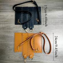 5pcs Crochet Bag Making, Brown/Black, Double Closure In PU Leather+ Side Parts With Metallic Arches+Shoulder Strap, Crocheting Bag, Knitting Bags, DIY PU Leather Bags, Purse Making Materials, DIY Women's Purse, Purse Making Accessories - A - View 3