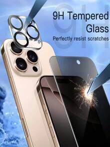 Juego de 4 en 1 - 2 piezas de protector de pantalla de privacidad para iPhone 16 Pro Max de 6.9 pulgadas + 2 piezas de protector de lente de cámara, compatible con 17 Pro Max, 17 Pro, 17 Air, 16 Pro, 16 Plus, 15 Pro Max, 15 Pro, 15 Plus, 14 Pro Max, 14 Pro, 14 Plus, 13 Pro Max, 13 Pro, 12 Pro, 11 Pro Max. Protección de pantalla esencial con protector de pantalla de vidrio templado con privacidad. - Negro - Ver 2