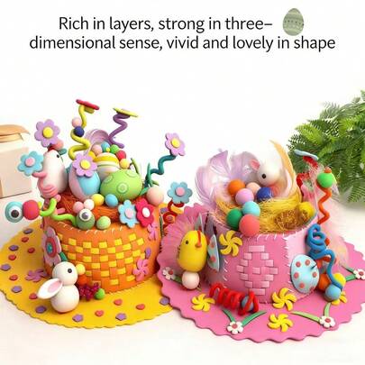 طقم قبعات DIY للأطفال في عيد الفصح - مستلزمات حرفية لأزياء المناسبات