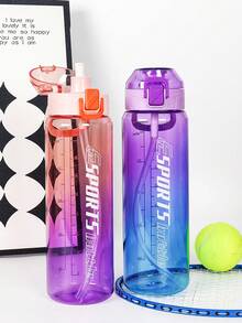 1pc 950ml/30oz Gradient Color Sports Straw Water Bottle, Large Capacity Marked Sports Water Bottle With Bounce Straw, Portable & Durable, Suitable For Outdoor Sports, Fitness, Running, Camping, Also A Great Gift - Multicolor - View 3