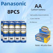 Pin cacbonic dung lượng cao Panasonic 1.5V AA/AAA, pin cacbonic mạnh mẽ, chống cháy nổ, thích hợp cho các thiết bị công suất thấp như báo thức, máy tính, đồng hồ, điều khiển từ xa, đồ chơi, chuột máy tính, v.v. - AA (Panasonic) - Xem 14