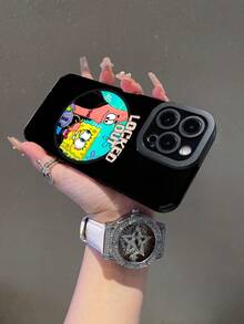 SpongeBob SquarePants 1个卡通创意海绵宝宝图案竖条纹手机保护壳，适用于三星/苹果17/16/15/14/13/12/11 Pro Max/12 Pro/14 Plus等型号 - 彩色 - 查看 5