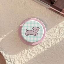 撞色格纹小狗图案 Magsafe 磁吸手机支架，可扩展便携式气垫手机支架 - 彩色 - 查看 12