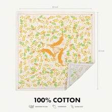 Bandana pañuelo boho floral con diseño de tres liebres suave 100% algodón para la cabeza 55 x 55 cm unisex - Querido Beige - Ver 3