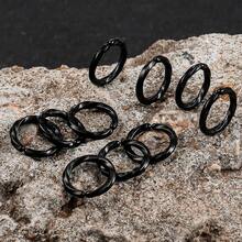 10个装扭纹卡扣耳环，不锈钢材质，可作耳中环、鼻环、耳骨夹等，男女皆宜，时尚百搭。 - 彩色 - 查看 10