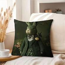 1pc Unique Sweater Rabbit Design Pillow Cover, Double-Sided Printing,Soft Polyester Fiber, Machine Washable Sofa, Bed, Living Room Decoration Cushion Cover - Traditional Style And Contrasting Patterns, Easter Decoration (Excluding Pillow Core) - Multicolor - View 5
