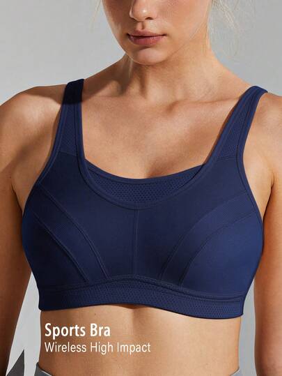 Wingslove Plus Size High Impact Sports Bra For Women, Wireless & Unpadded Full Coverage, Wide Strap & U-Back Design, Breathable & Comfortable For Running, Gym Workout