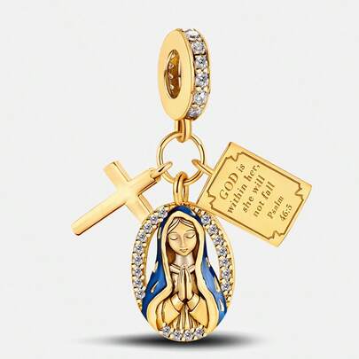 1pc Fashionable Mary Cross Pendant Suitable For Women Bracelet DIY Jewelry