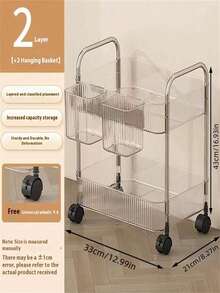 Carrito multifuncional de 4/3/2 niveles con cesta de almacenamiento de plástico, estantería de almacenamiento duradera, adecuada para oficina, cocina, baño, dormitorio, estantería de almacenamiento con ruedas, estantería vertical, carrito de almacenamiento con ruedas, almacenamiento de baño, almacenamiento de cocina, estantería de soporte, estantería móvil, escritorio del hogar y la oficina, estantería de almacenamiento - transparente - Ver 15