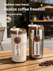 1 pieza Taza de café aislada de acero inoxidable 316, taza de viaje al vacío portátil para bebidas frías y calientes, adecuada para deportes/oficina/exterior/hogar/automóvil/regalos, útiles escolares, regalos de Navidad, botella de agua para parejas - Multicolor - Ver 5