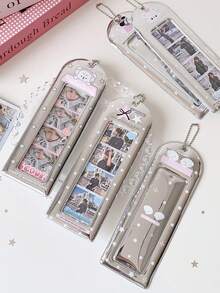 1 PC Silver Glittering Life Four Grid Card Set, Student Quadruple Head Sticker Pendant Card Set, Star Chasing Long Strip Card Set - Multicolor - View 6