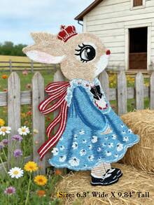 1pc Rabbit Embroidered Cloth Patch Sticker, Cartoon Animal Embroidery Applique, DIY Embroidered Badge, Sewing Material - Multicolor - View 3