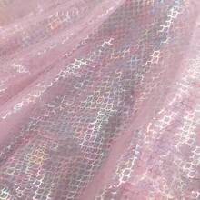 1pc Iridescent Fish Scale Mesh Fabric, Sheer Hazy Effect, Suitable For Wedding Party DIY Dress - Multicolor - View 24