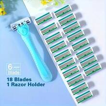 Women's Shaver Smooth And Comfortable Shaving Experience - Stainless Steel Razor With 6-Layer Blades And Non-Slip Handle, Includes Replacement Blades Men's Travel - Green - View 11