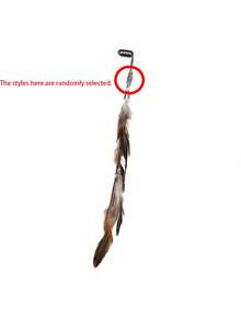 Clip con banda de plumas artificiales estilo bohemio, con borlas de plumas, adecuado para uso diario de mujeres, accesorios para la cabeza, accesorios para el cabello de mujeres, pasador de cabello, barrettes - Multicolor - Ver 12