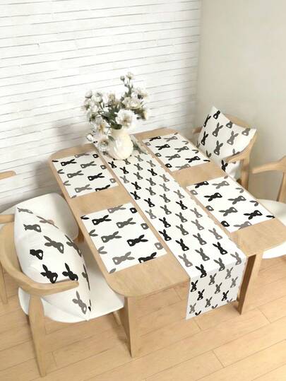 Conjunto de decoração de Páscoa com 1/4/5/6/7 peças, coelhos, coelhinhos da Páscoa, ovos, Feliz Páscoa, conjunto de decoração para casa, decoração para sala de estar, decoração para quarto, decoração para sala de jantar, material de linho sintético, vários tamanhos disponíveis, decoração para mesa de jantar, toalha de lareira, jogos americanos, porta-copos, acessórios para casa