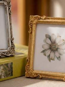 Cirelle 1pc European Style Colorful 3D Floral Pattern Decorative Photo Frame, Resin Material Square Picture Display Frame, Multi-Color Options, Suitable For Bedroom, Study, Office Desk Photo Decor, Photography Prop, Home Wall Decor - Multicolor - View 10
