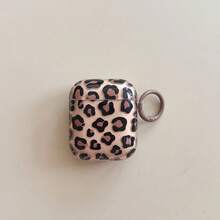 Retro Chic Semi-Transparent Pink Brown Leopard Print Hanging Ring Earphone Case Compatible With AirPods Pro 2, Cute Apple 4 Minimalist 3 New 1/2 Generation Earphone Case For Girls - Multicolor - View 4