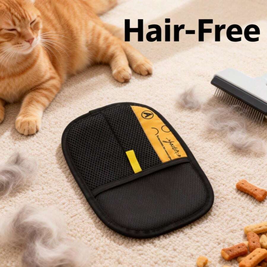 Pet Hair Remover Glove With Double-Sided Static Brush - Cat Hair Removal & Lint Cleaning Mitt - B - View 1