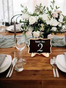 12pcs/6pcs/2pcs Wooden Mini Chalkboard Set With High & Low Stands, Suitable For Wedding Venue Seating Signs, Birthday Party Decorations, Buffet Food Labels, Message Boards, Small Rectangular Chalkboards, Multi-Scene Reusable - Multicolor - View 5