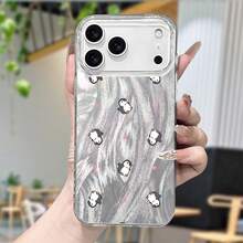 Funda de teléfono: 1 funda de moda y elegante con patrón de pingüino impreso y pintado, estilo de , imagen simple y linda, protección de cobertura total, funda de teléfono IMD de gasa de pluma con gran agujero, para iPhone 17 16 15 14 13 12 11 - Plateado - Ver 7