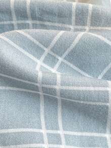 4件套蓝色格子床品套装（1件被套+1件床单+2件枕套），柔软舒适，适用于学生宿舍双层床，亲肤透气，经久耐用，不易褪色，保暖，适合卧室、客房、宿舍，四季皆宜。 - 海之聲_灰 - 查看 8