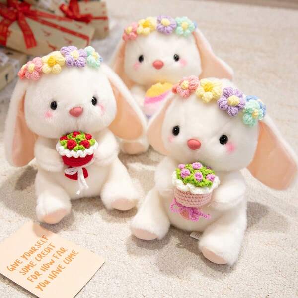 1个/6个装复活节兔子毛绒玩具，卡通兔子玩偶，可爱柔软的涤纶毛绒兔子摆件，适合作为节日和母亲节礼物，颜色随机，儿童礼物，玩偶，毛绒玩具
