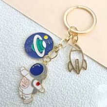 1pc Creative Astronaut & Planet Keychain, Perfect Gift For Friends, Elegant Bag Charm - Multicolor-new 1 - View 2