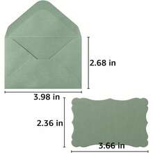 20pcs Envelopes + 20pcs Cards, Includes Green Blank Greeting Cards & Small Self-Adhesive Envelopes, Suitable For Graduation Ceremony, Invitations, Baby Shower, Wedding And RSVP Cards - Green - 20pcs - View 2