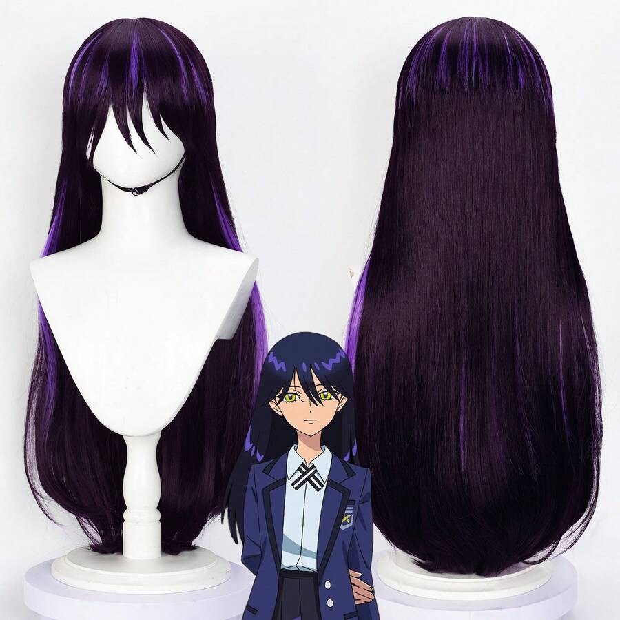 YEWELL 尤维尔紫色挑染薰衣草紫色角色扮演假发头套 12英寸日常系列机动战士角色扮演头套系列 多风格卡通动漫诠释 适合私人派对 日常角色扮演 万圣节 坂本日常 - 紫色 - 查看 1