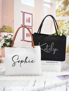 Personalized Bridesmaid Tote Bag, Customized Bridesmaid Beach Tote Bag, Bride Bag, Canvas Tote Bag With Name, Beach Tote Bag Gift, Bridesmaid Gift Bag With Name, Bridesmaid Beach Tote Bag - Multicolor - View 11