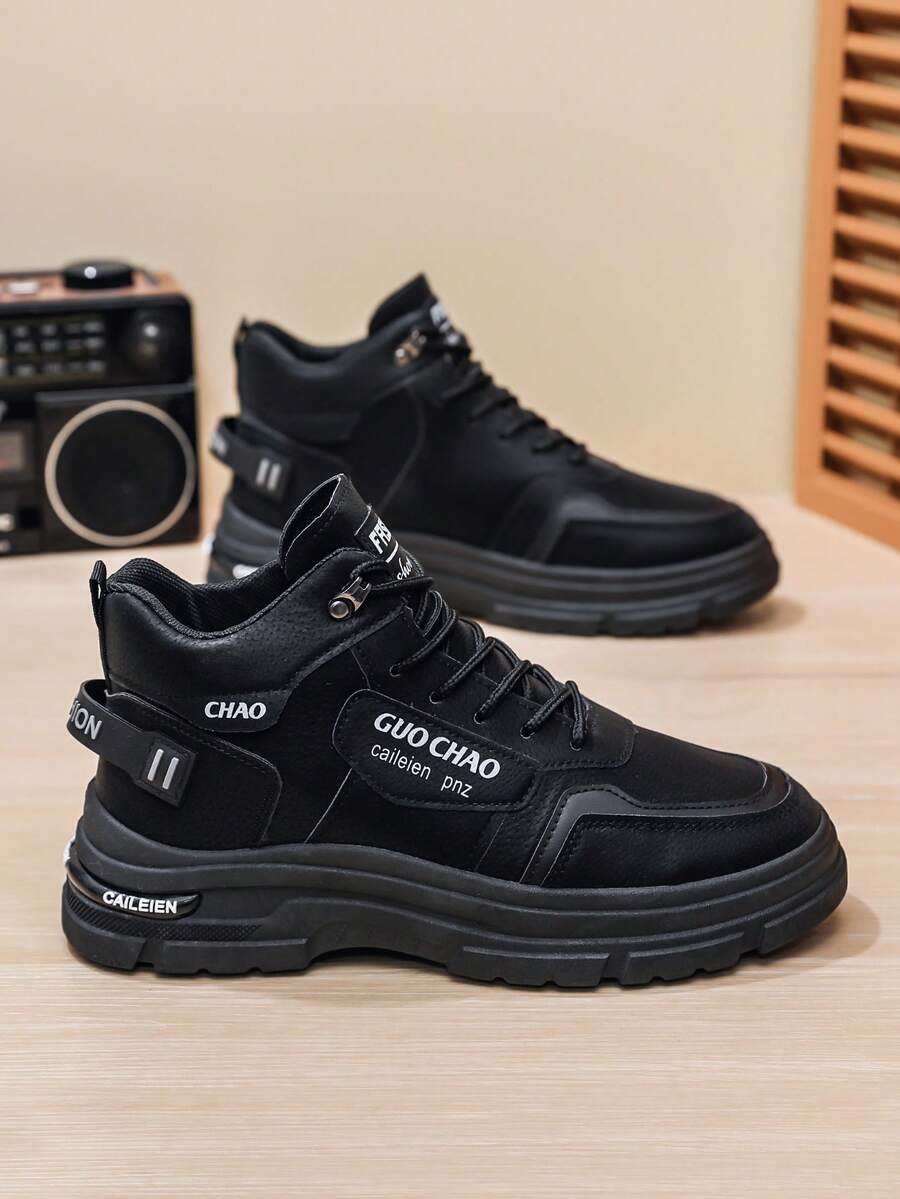 بوت كاجوال للكاحل للرجال، بوت كاجوال خفيفة الوزن عالية الكاحل للاستخدام الخارجي - الأسود - مشاهدة 1