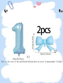 2pcs Blue Decorative Balloon Set, 40-Inch Blue 0-9 Number Foil Balloons, Blue Bow-Shaped Balloons For Birthday Party Decorations - Multicolor - View 15