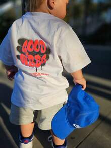 1pc Infant/Toddler Boys' Casual Graphic Print Round Neck Short Sleeve T-Shirt, Summer Childrenswear - A Charming T-Shirt That Brings Joy And Happiness To Every Child! - White - View 1