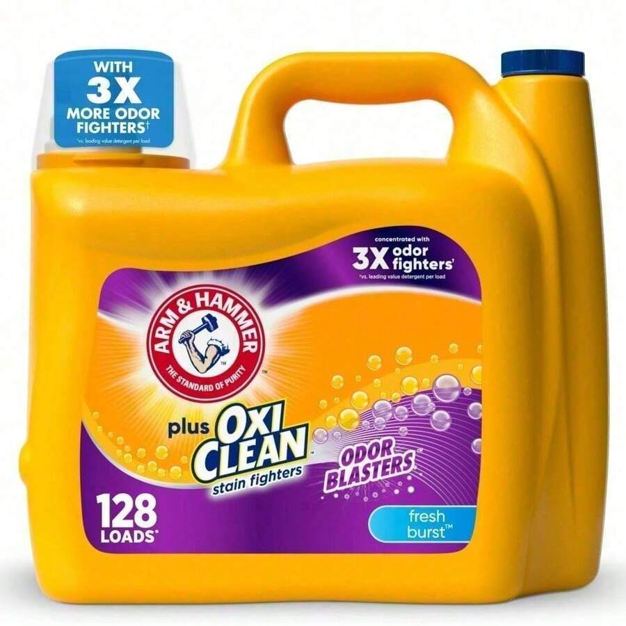 ARM & HAMMER Plus OxiClean Odor Blasters Liquid Laundry Detergent, Fresh Burst, 77 Loads – Powerful Odor Elimination, Deep Cleaning For Stubborn Stains, Long-Lasting Fresh Scent, 2-In-1 Formula With OxiClean Stain Fighters, Ideal For High-Efficiency Washers,  For All Fabric Types, Perfect For Activewear, Towels, And Everyday Laundry - 預設 - 查看 1