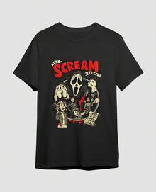 Scream Movie T-Shirt - Ghostface, Panic, Phone Call - February Release - Unisex Plus Size - 黑色 - 查看 2