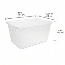 58 Quart Storage Bin With Lid, White Plastic Storage Container - Large Stackable Tote Box - trắng - Xem 2