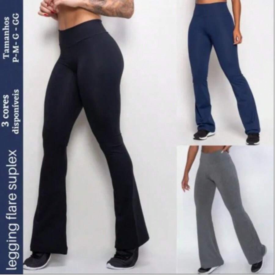 Ballerina Flare Leggings, Butt-Shaping, High Waist, On , Flare Fabric, Everyday Wear, All Seasons - BỘ 2 CHIẾC QUẦN NHIỀU MÀU SẮC - Xem 1