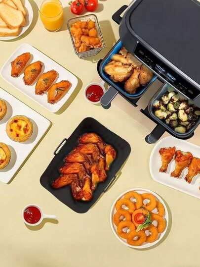 1pc Reusable Silicone Air Fryer Liner, Silicone Air Fryer Cooking Mat, Air Fryer Accessories, Kitchen Supplies Replacement Non-Stick Baking Parchment Liner Suitable For Air Fryer