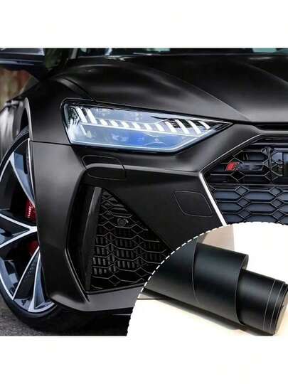 1pc Black Matte Vinyl Wrap Film, Waterproof PVC Vinyl Wrap For Car Motorcycle, Anti-Scratch And Breathable, DIY Car Sticker For Car Body, Furniture And Cup, Car Accessories Modification