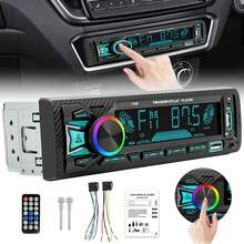 Car Audio Car Stereo System, 12V Car FM/AM Radio LCD VA Screen Car MP3 Player,  Single Din Wireless Multimedia Car Stereo Radio With Hands-Free, Dual USB, Voice Assistant & App Control, Supports MP3/WMA/FLAC/APE - Một kích cỡ phù hợp cho tất cả - Xem 1