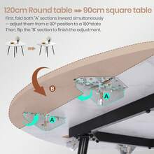 Dining Table And ChairsSet Of 4, Extendable Round Marble Effect Folding Table With 4 Upholstered Linen Chairs For Dining Room, Kitchen - White Marble Table + 4 Gray Linen Chairs - View 5