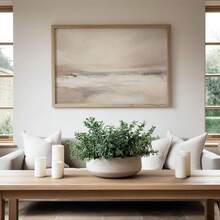 1件/套 米色海洋抽象墙画，中性风景海报印刷品，米色和灰色调抽象艺术，现代简约装饰，家居装饰客厅，墙面装饰，无框 - 風景 - 查看 2