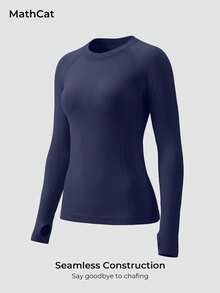 MathCat 3 Pack Women's Compression Shirt Long Sleeve Workout Tops Athletic Baselayer Quick Dry Gym Yoga Running T-Shirt - 海軍藍色#天藍色#灰色藍色 - 查看 7