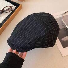 复古条纹报童帽，男女皆宜的英伦风贝雷帽，休闲百搭 - 彩色 - 查看 6