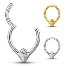 Khuyên mũi hình trái tim bằng titan Giga 1PC ASTM F136, kiểu dáng có khớp nối, dạng bấm, dùng cho vách ngăn mũi, khuyên tai dạng vòng, khuyên sụn tai, vành tai, trang sức xỏ khuyên cho nữ, sản phẩm mới về. - 3054 - Xem 11