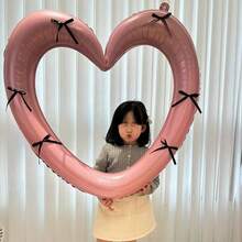 3 Pcs DIY Heart Shaped Balloons For Photo Booth Party Photo Props - Pink - View 3