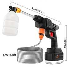 Wireless High-Pressure Car Wash Machine - Rechargeable Portable Electric Cleaning Tool With Foam Spray Gun. Wireless Design For Easy Cleaning Of Car Interiors And Exteriors. Includes 2 Batteries And Toolbox. - Bộ vest đen - Xem 4