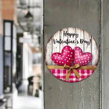 Vintage Valentine's Day Round Metal Tin Sign, 8x8 Inch (20x20cm) - Multi-Style Love Heart Plaque, Farmhouse Wreath Centerpiece, Front Door Decor, Pink Red Buffalo Plaid, Rustic Wood Effect, Romantic Gift For Her, Wedding Anniversary, Living Room, Porch, Bedroom, Waterproof, Printed Rust Effect, Durable Plate, Pre-Drilled Holes, Smooth Edges,Round Metal Sign,Tin Plaque,Wall Art Decor,Hanging Ornament,Aluminum Sign,2D Flat Print,Vintage Retro,Bistro Decor,Shelf Decor - A - 查看 6